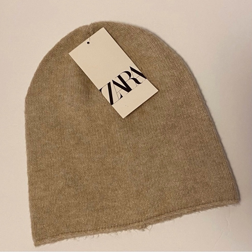 Zara Tan Beanie Size Medium
